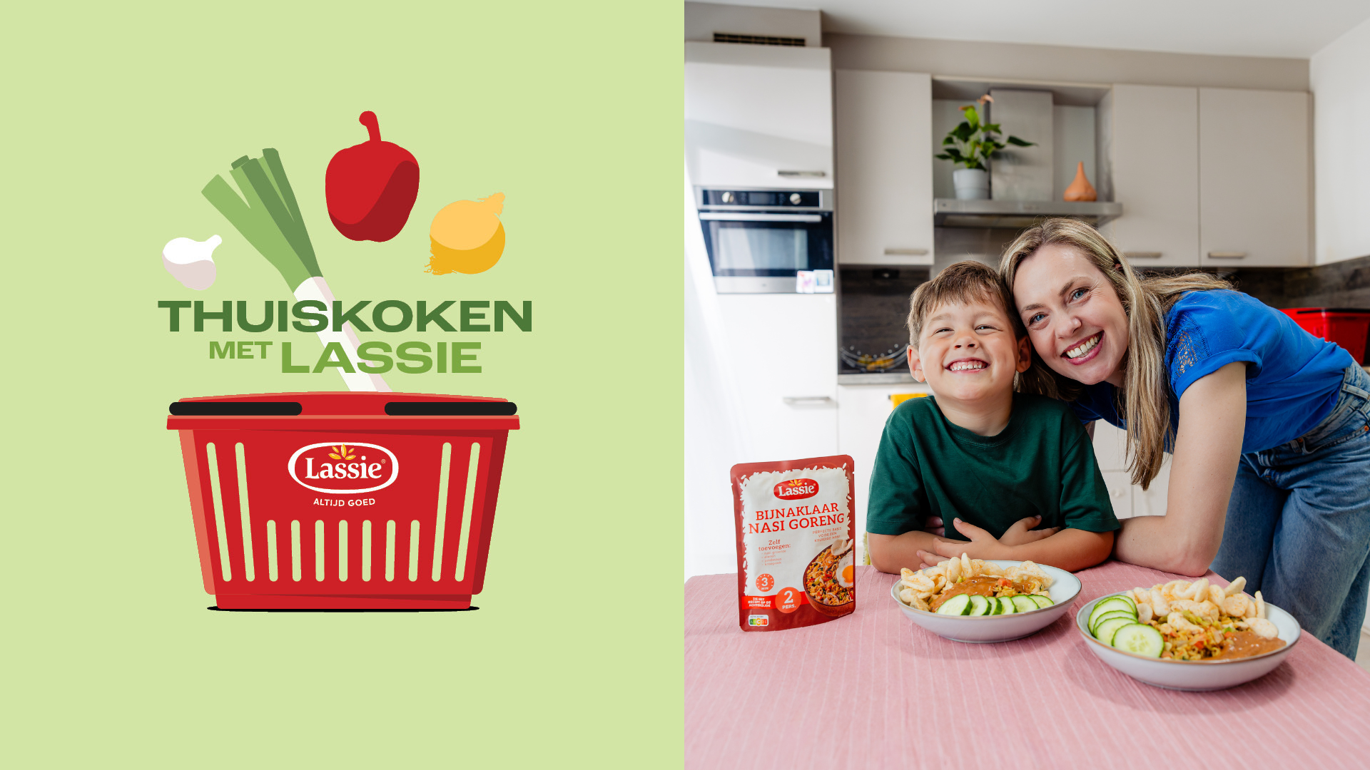 Thuiskoken met lassie bijnaklaar nasi goreng eva en zoon