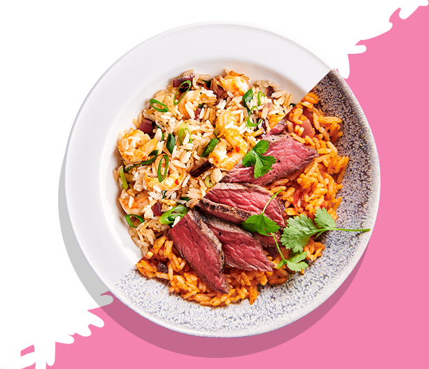 Pittige Thaise rijst met biefstuk