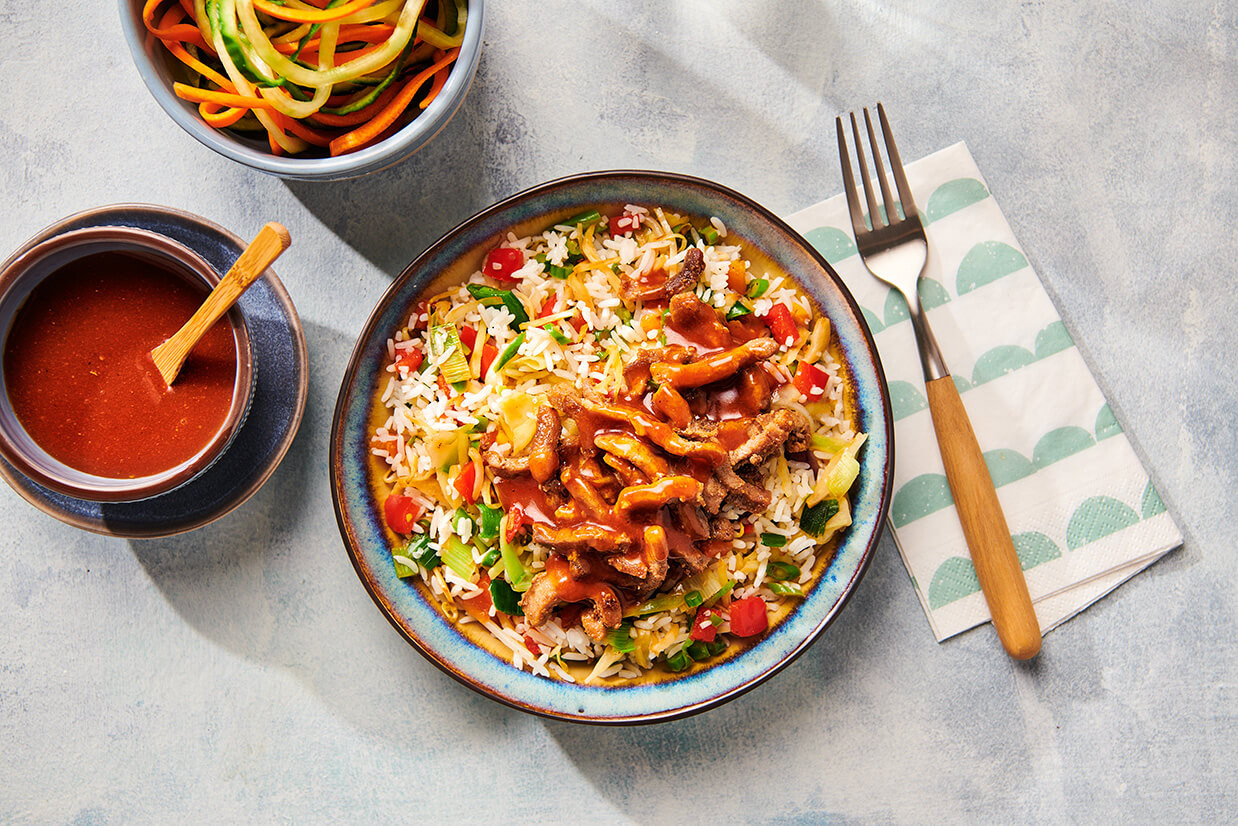 CHINESE GROENTERIJST MET VARKENSREEPJES EN BABI PANGANGSAUS