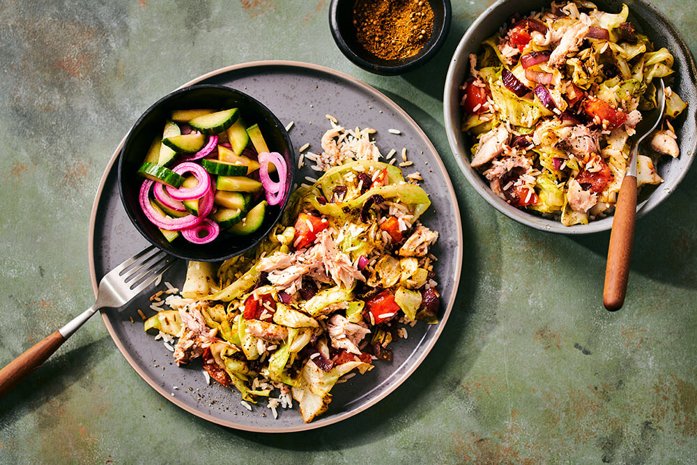 Snelle Surinaamse makreel met kruidige spitskool