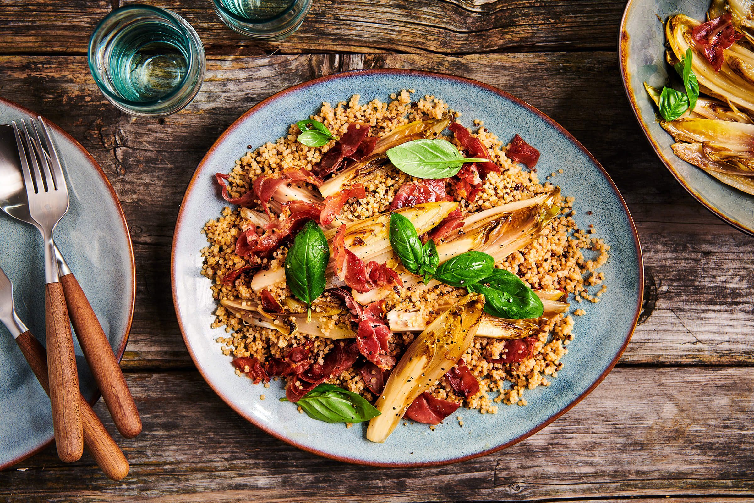 Gekarameliseerde witlof met ham en gember