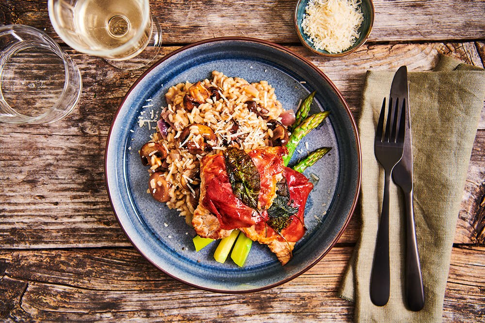 SALTIMBOCCA MET CHAMPIGNONRISOTTO