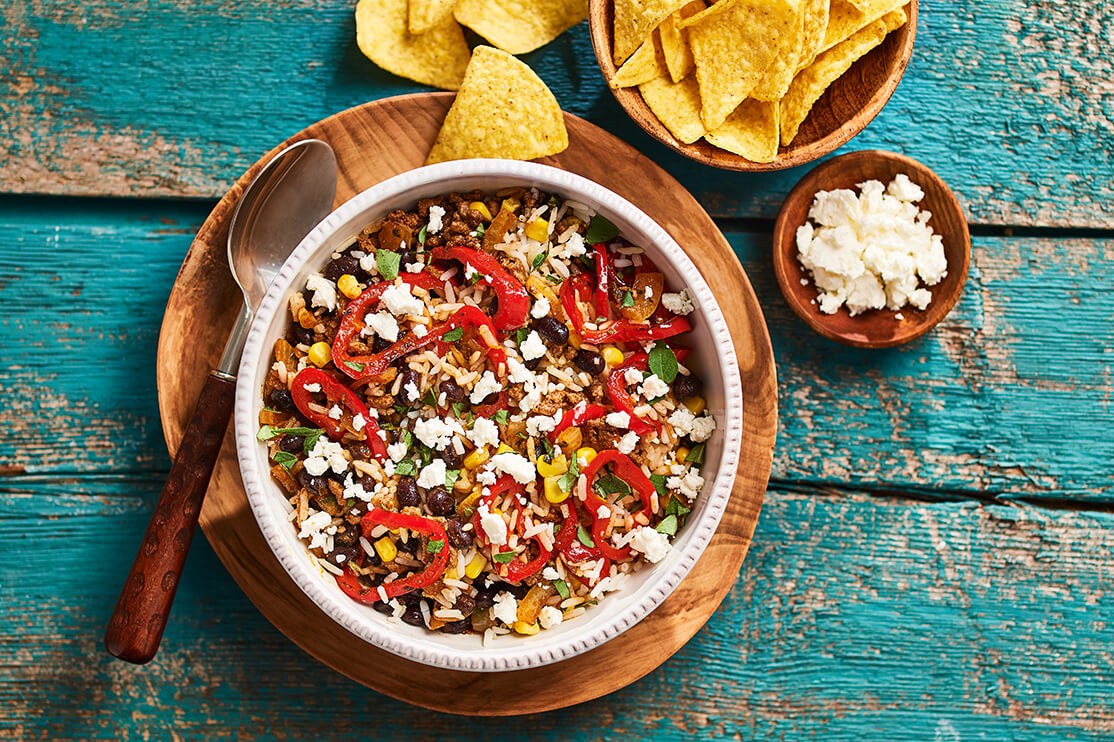 Mexicaanse bowl met half volkorenrijst