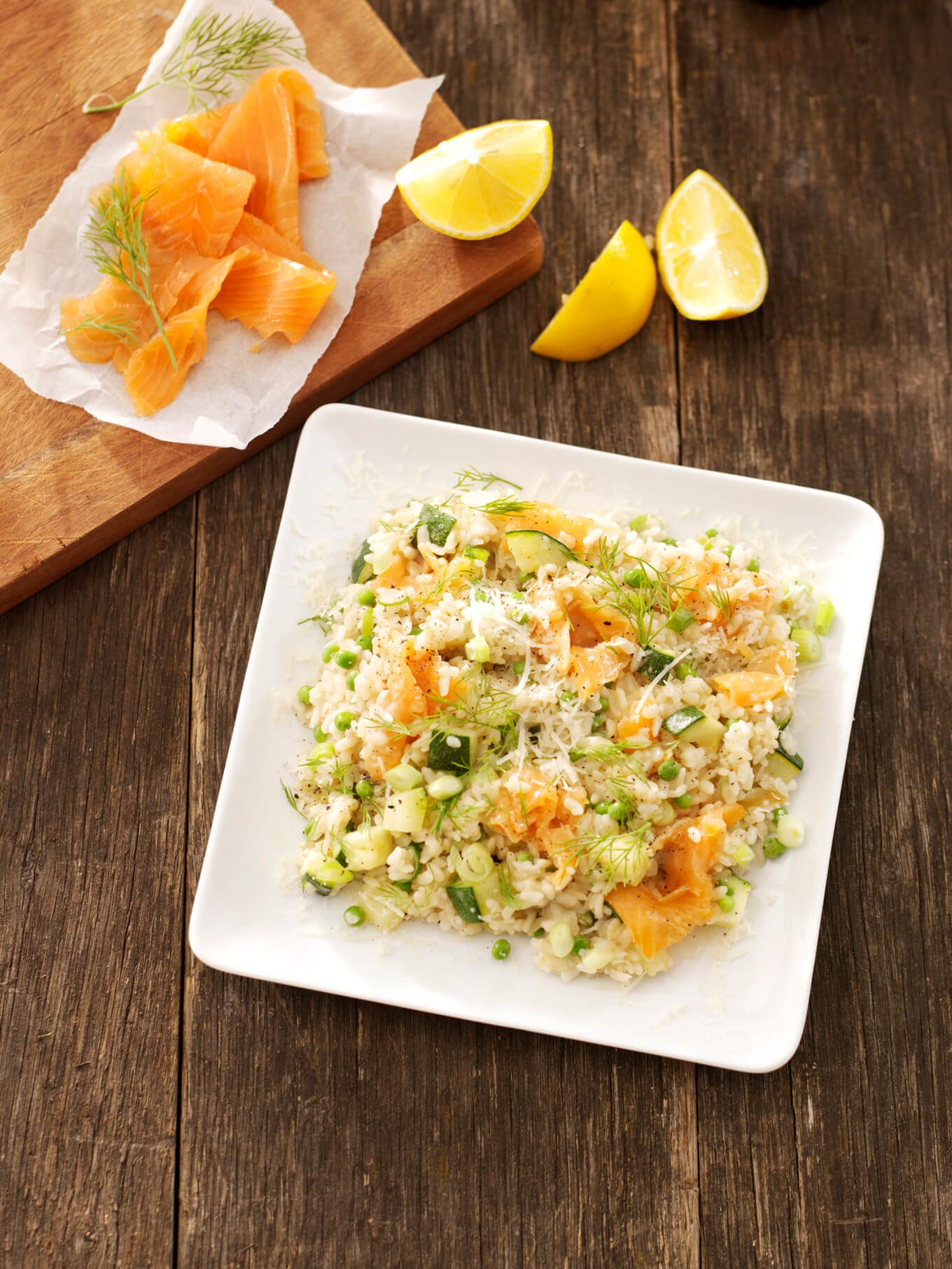 Risotto met zalm en courgette