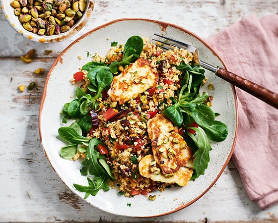 Sinaasappel Couscoussalade Gebakken Haloumi