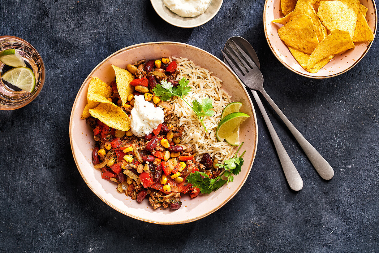 SNELLE CHILI CON CARNE MET BASMATIRIJST