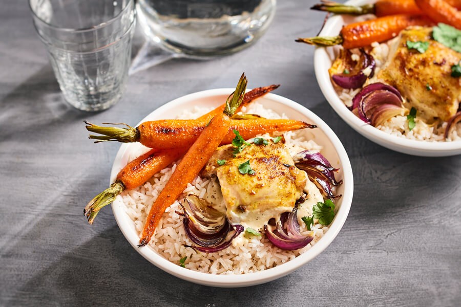 Toverrijst Kerriekip En Geroosterde Wortel