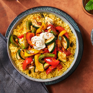 Couscous Maroc met gestoofde zomergroenten en labne