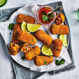 Thaise rijstkroketjes met aubergine